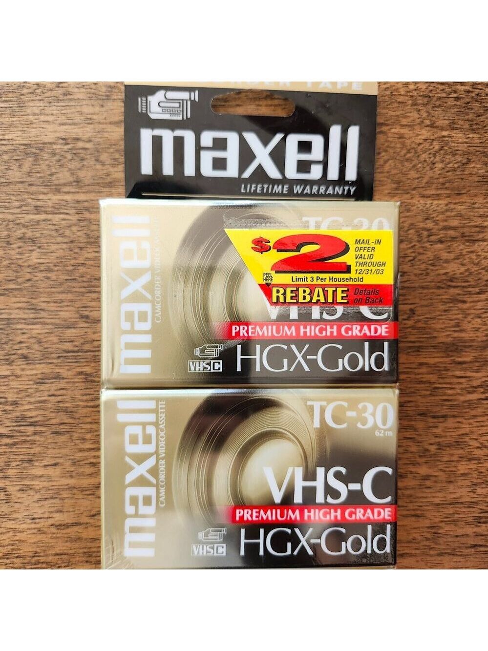 2 MAXELL TC-30 VHS-C Premium High Grade HGX-Gold Camcorder Tapes UNOPENED SEALED